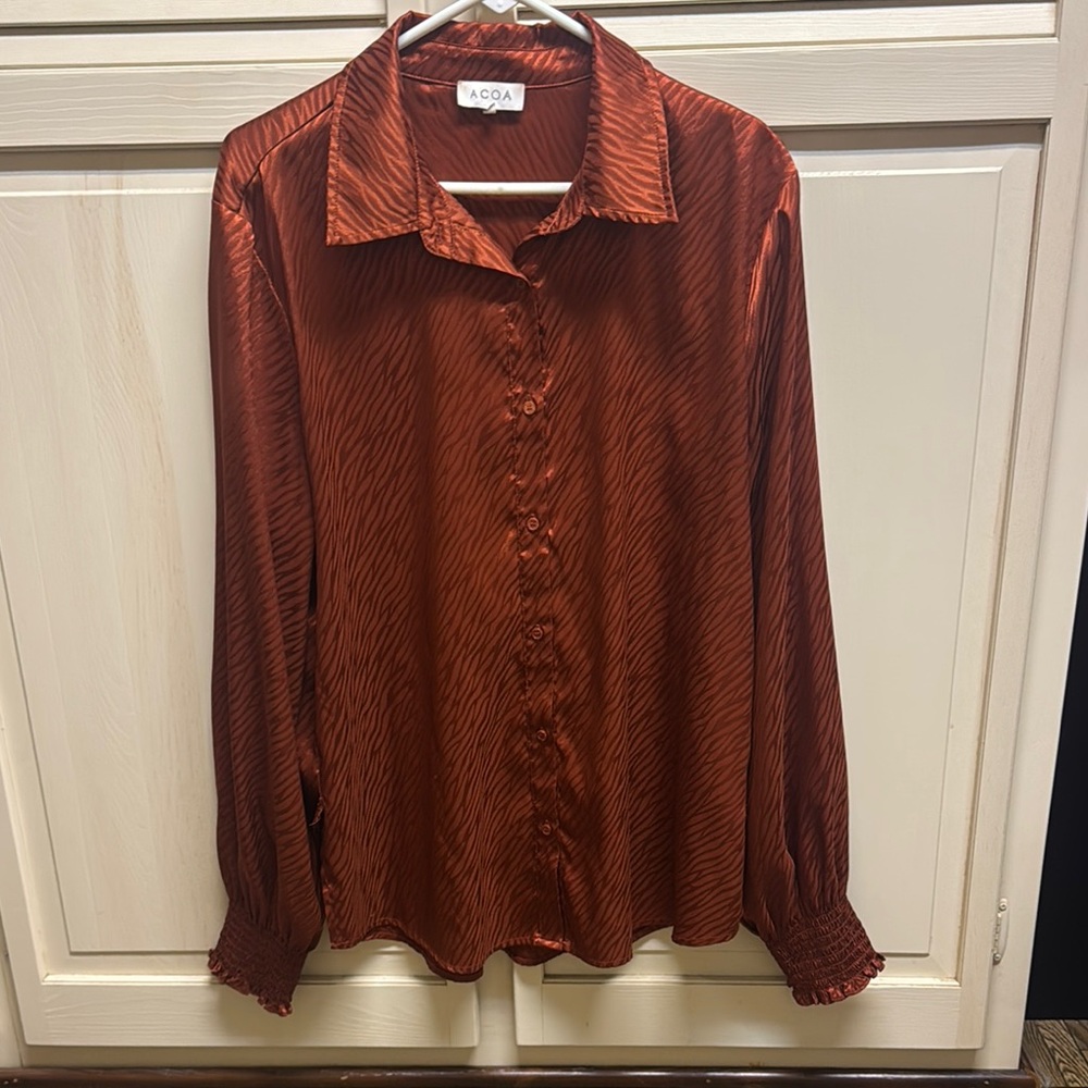 Women's Rust Button Down Shirt